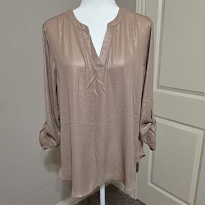 Maurices Atwood Shimmer 3/4 Sleeve Popover Blouse Size L